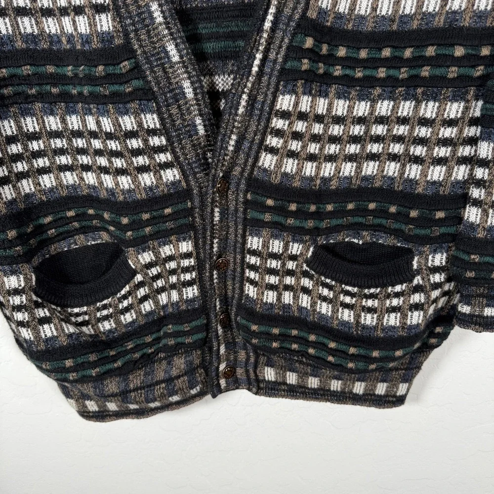 Vintage Bachrach Cardigan Mens Large Button Sweater‎ Textured Cosby Style